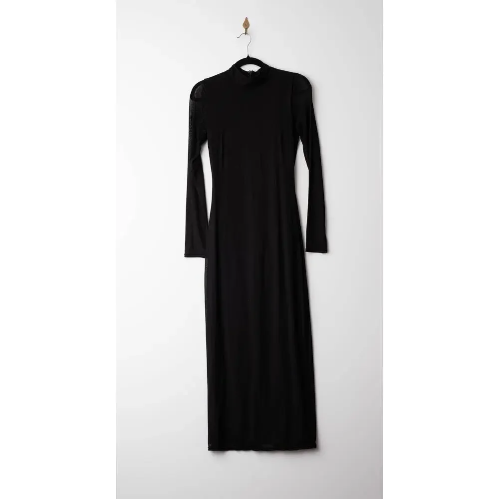 Saunders x RTR Mesh Black Mesh Midi Dress